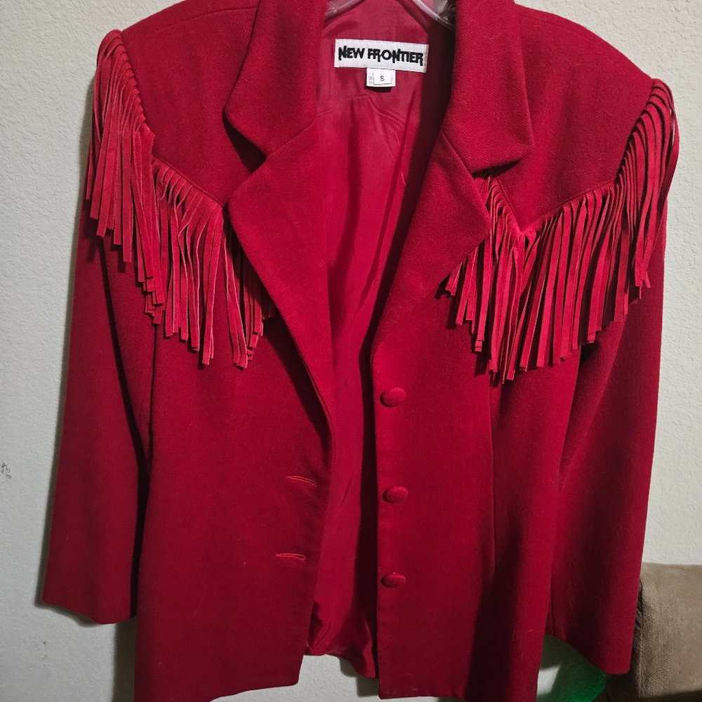 Vintage Western Jacket with Fringe (Red wool) Rodeo Jacket